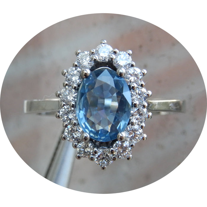 Ring, Saffier, Birma, Diamant, 18K
