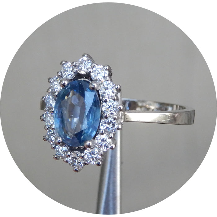 Ring, Saffier, Birma, Diamant, 18K