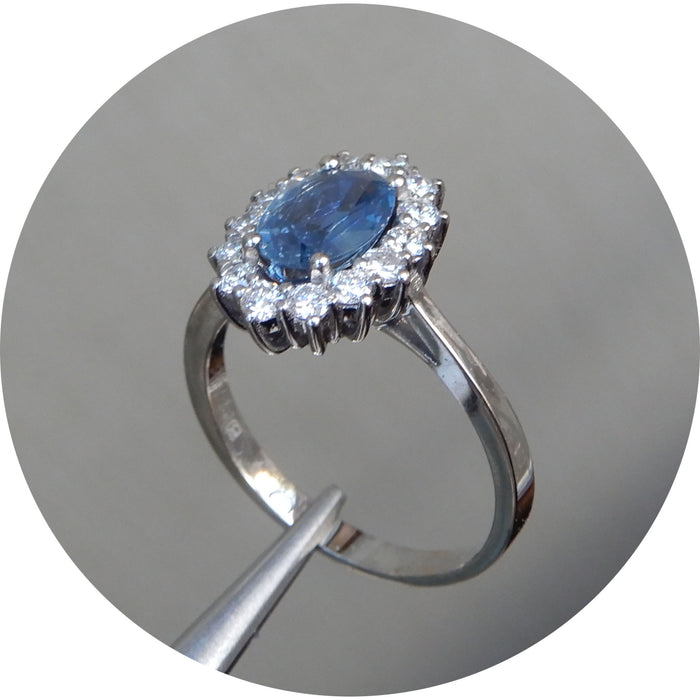 Ring, Saffier, Birma, Diamant, 18K