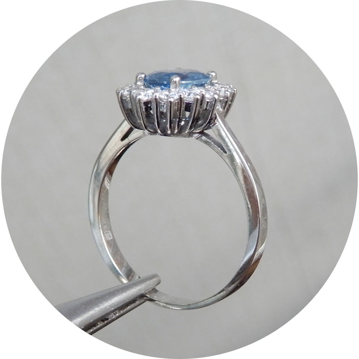 Ring, Saffier, Birma, Diamant, 18K