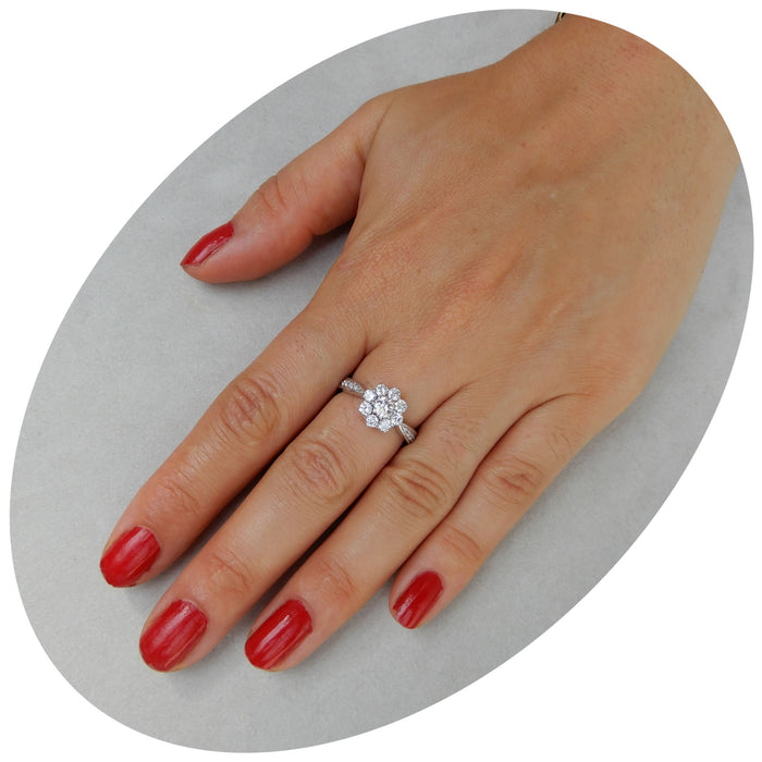 Rozetring, Diamant, 18K Witgoud