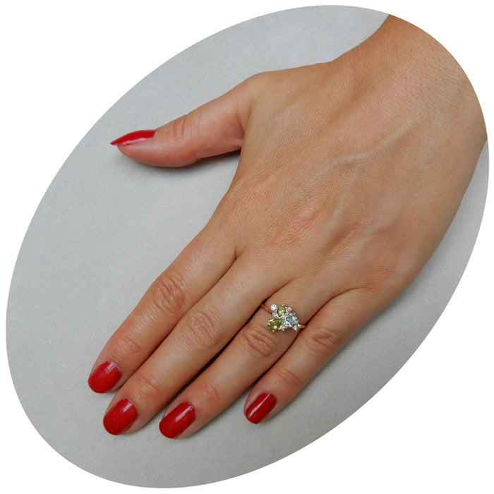 Ring, Topaas, Peridot, Diamant, 14K