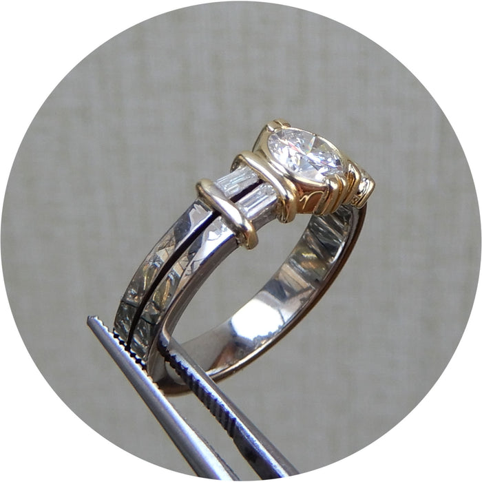 Bandring, Diamant,14Krt. Witgoud