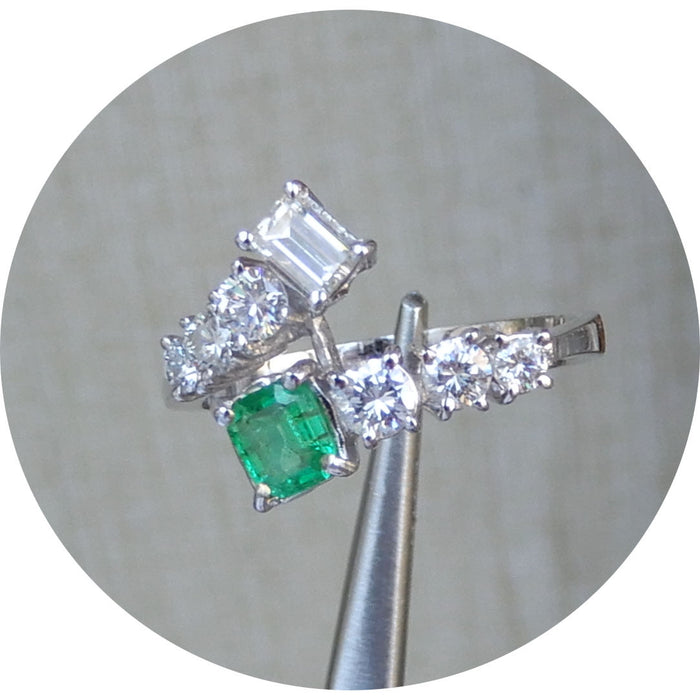 Slagring, Smaragd, Diamant, 18K