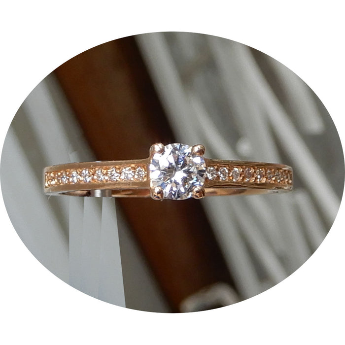 Ring, Solitair Diamant, 18K Rose Goud