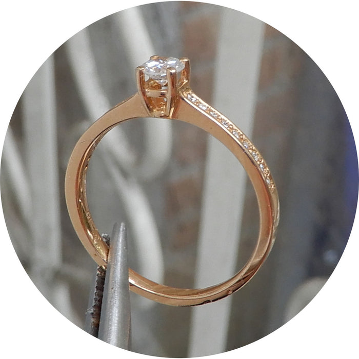 Ring, Solitair Diamant, 18K Rose Goud