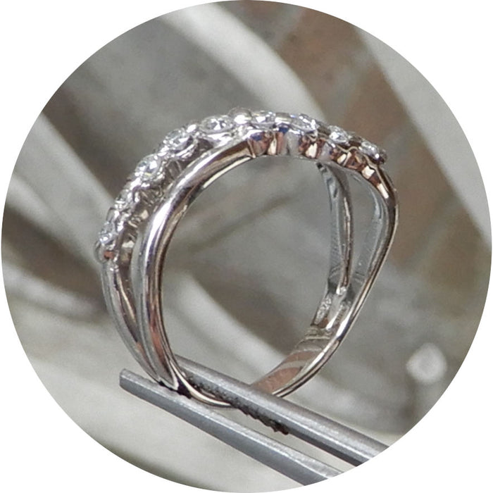 Ring, Curve, Diamant, 18K Witgoud