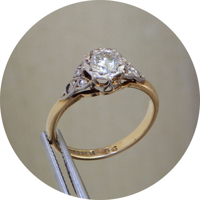 Ring, Diamant, Solitair, Klassiek, 18K