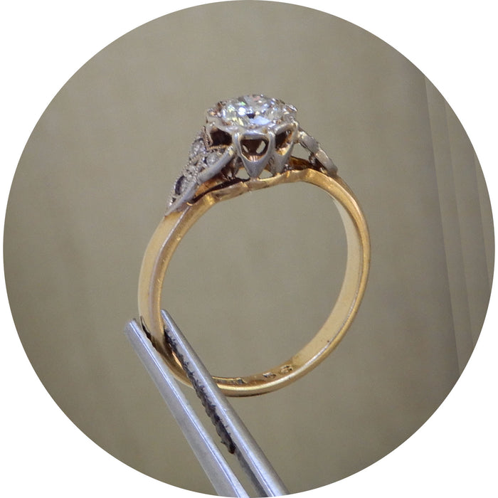 Ring, Diamant, Solitair, Klassiek, 18K