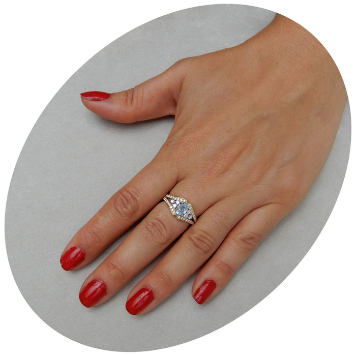 Ring, Aquamarijn, Diamant, 18K