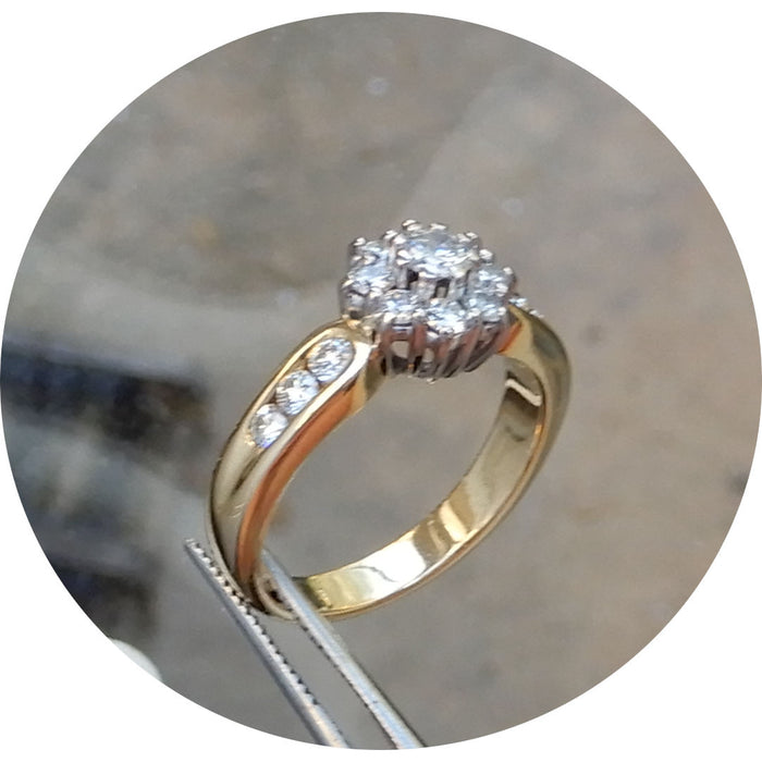 Ring, Rozet, Diamant, 18K Bicolour