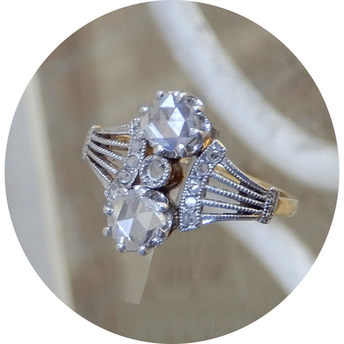 Ring, Roosdiamant, 18K/Platina, Vintage
