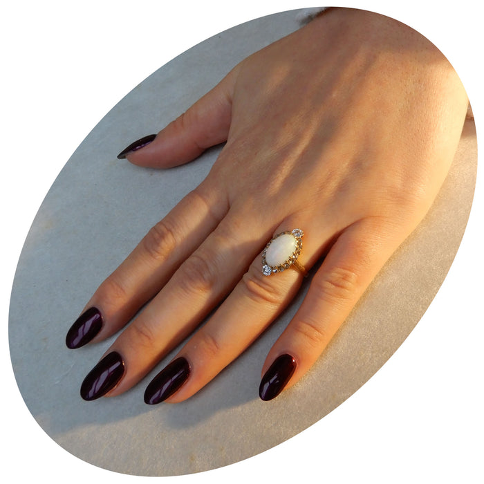 Ring, Opaal, Diamant, Belle Epoque, 14K