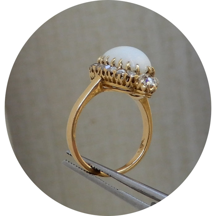 Ring, Opaal, Diamant, Belle Epoque, 14K