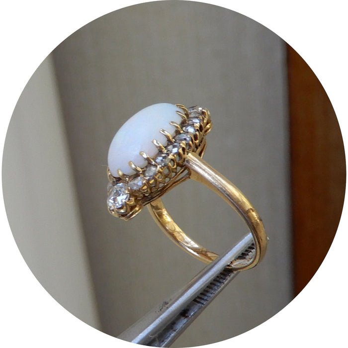 Ring, Opaal, Diamant, Belle Epoque, 14K