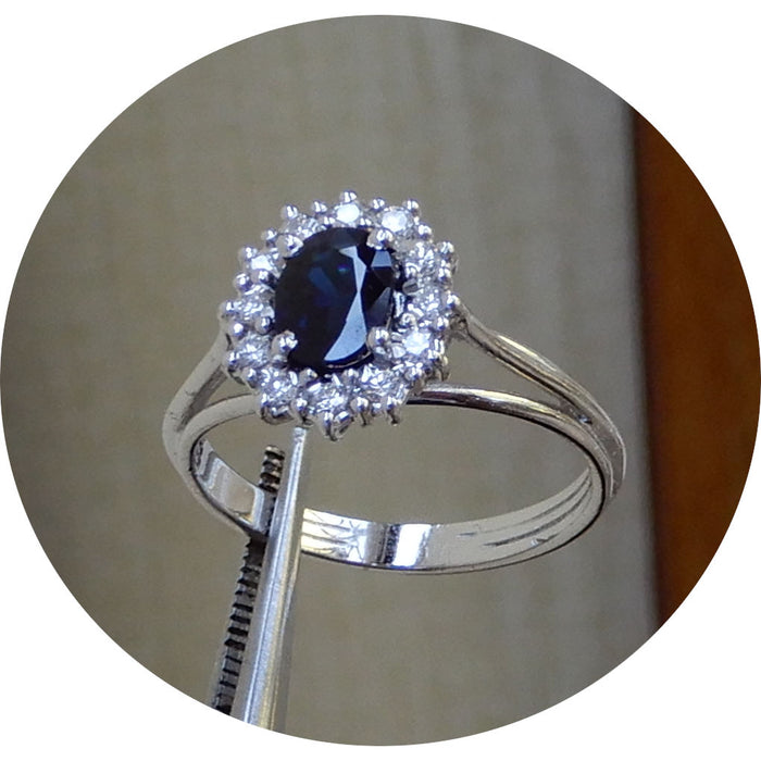 Ring, Saffier, Diamant, Witgoud