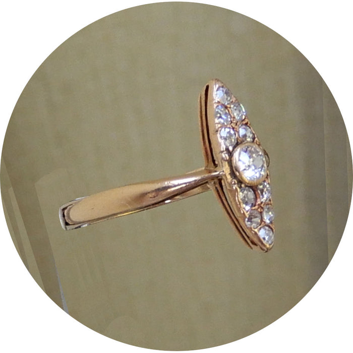 Ring, Diamant, 14krt. Rosé Goud