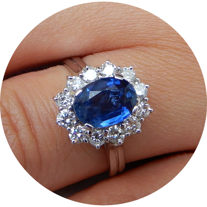 Ring, Saffier, Ceylon, Diamant, Witgoud