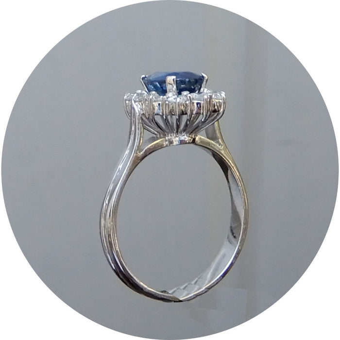 Ring, Saffier, Ceylon, Diamant, Witgoud