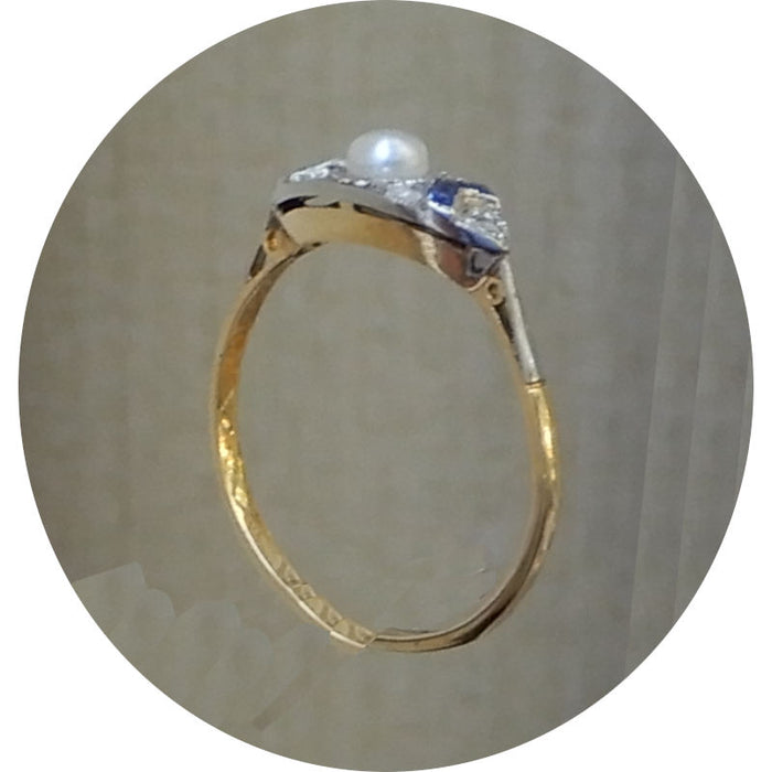 Ring, Parel, Saffier, Diamant, Vintage