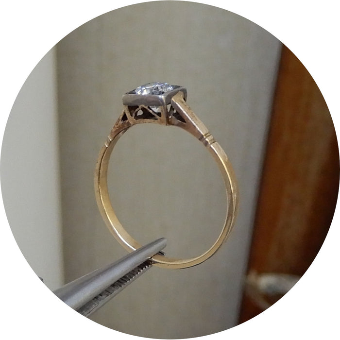 Ring, Diamant, Solitair, 14K, Vintage