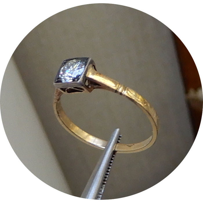Ring, Diamant, Solitair, 14K, Vintage