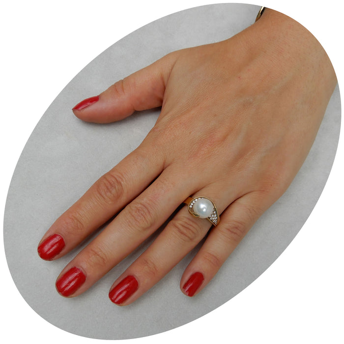 Ring, Parel, Diamant, 14K