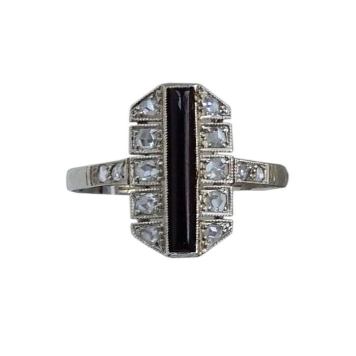 Ring, Diamant, Onyx, 18K, Art Deco