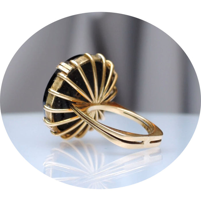 Ring, Onyx, Roosdiamant, 14K, Vintage