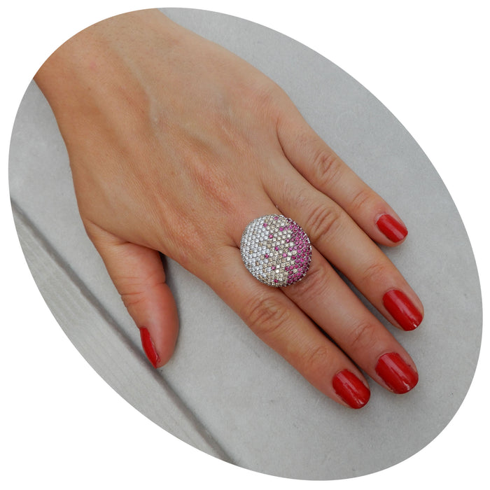 Ring, Diamant, Robijn, 18K, Robotti