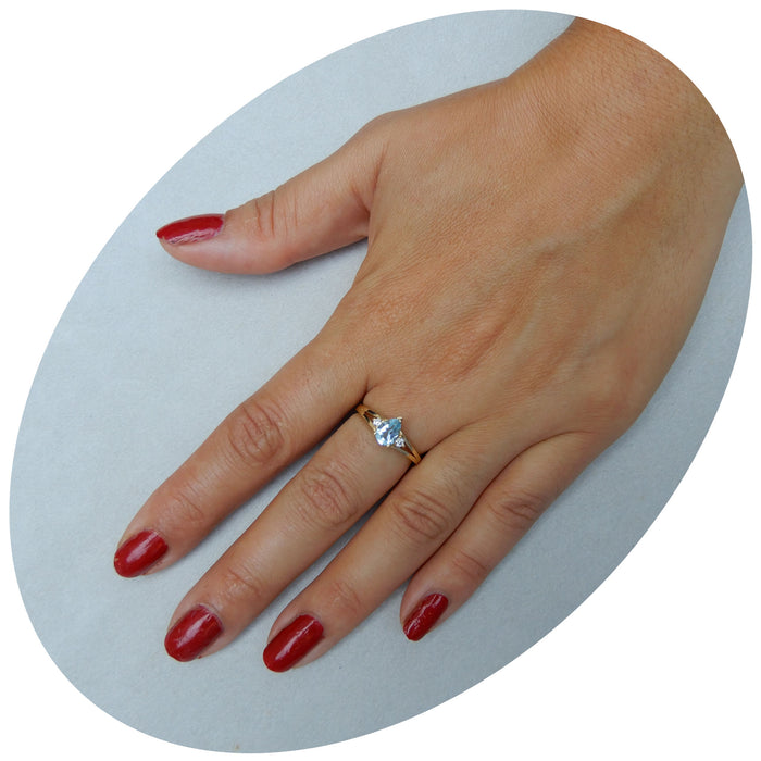 Ring, Topaas, Pendeloque, Diamant, 18K