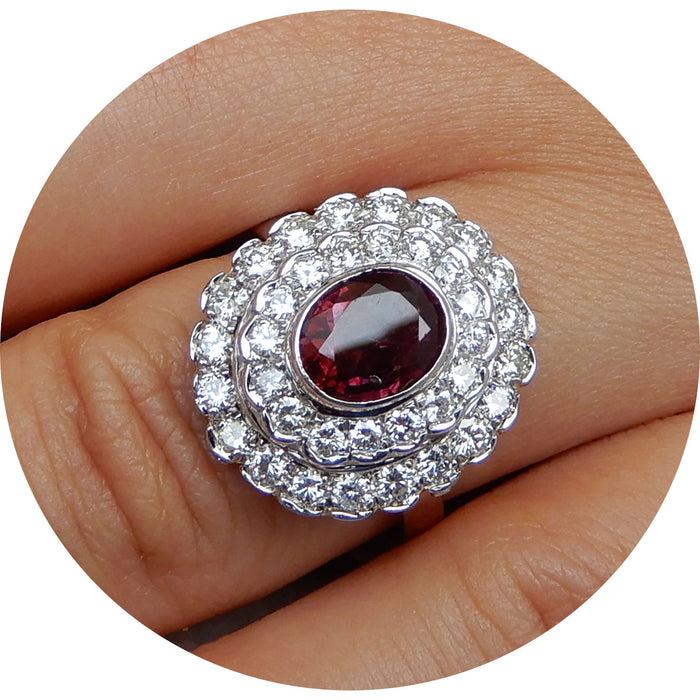 Ring, Siam Robijn, Diamant, 18K