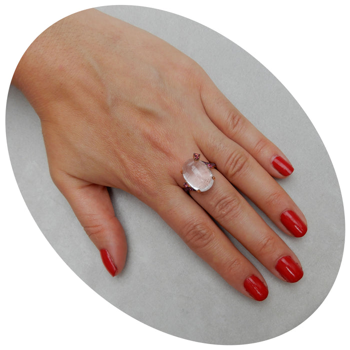 Ring, Kunziet, Toermalijn, Saffier, 18K