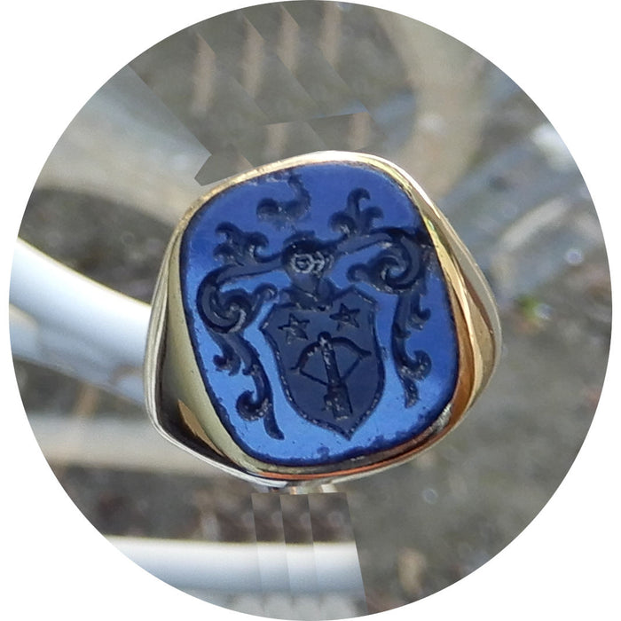 Zegelring, Kruisboog, Man, 14K, Vintage