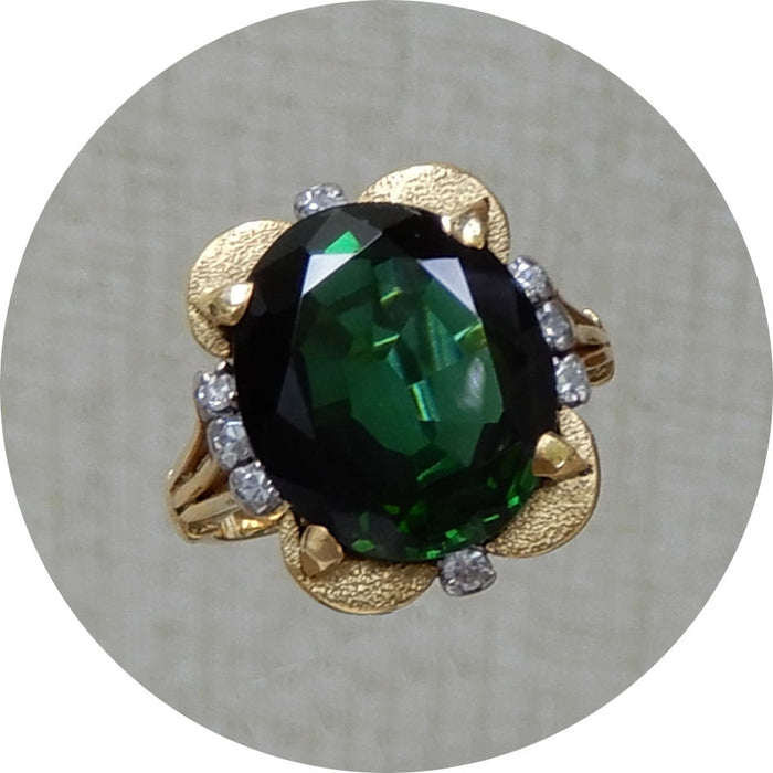 Ring, Groene Toermalijn, Diamant, 18K