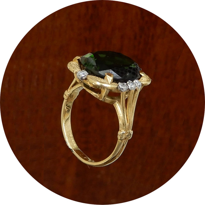 Ring, Groene Toermalijn, Diamant, 18K