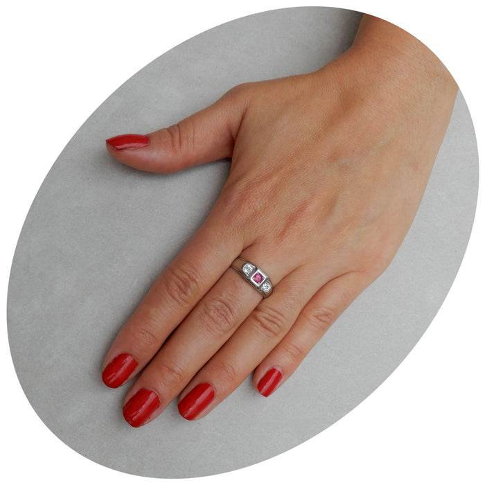 Ring, Robijn, Diamant, Platina