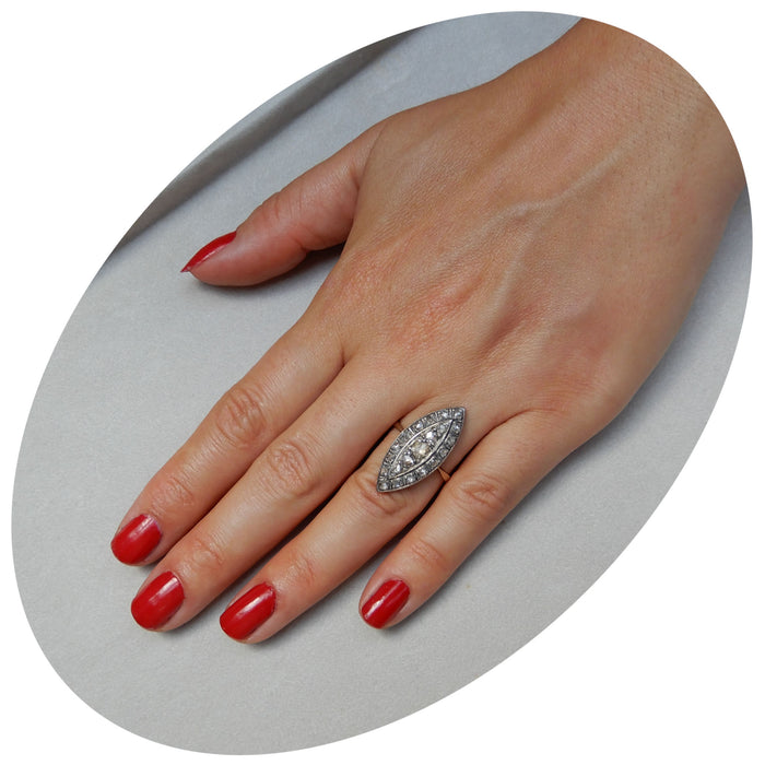 Markiesring, Roosdiamant, 14K Goud