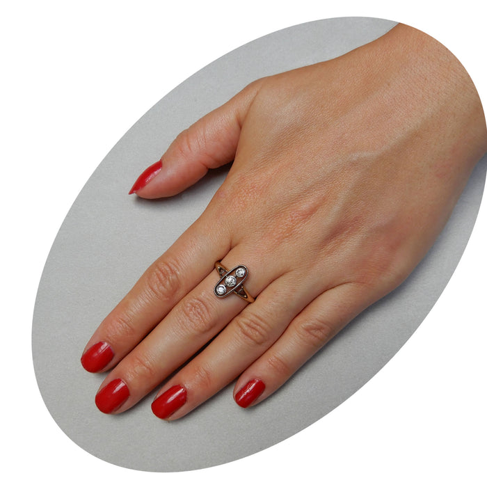 Ring, Diamant x 3, Opengewerkt, 14K