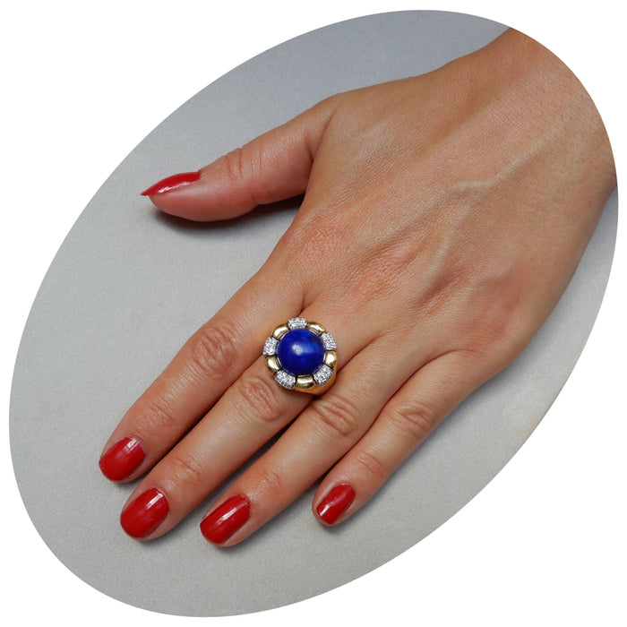 Ring, Lapis Lazuli, Diamant, 18K Goud