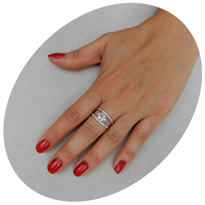 Ring, Aquamarijn, Diamant, 18K Witgoud