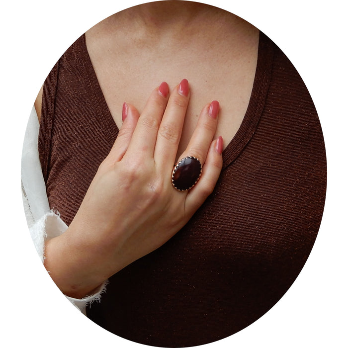 Ring, Agaat, 14K Rood Goud