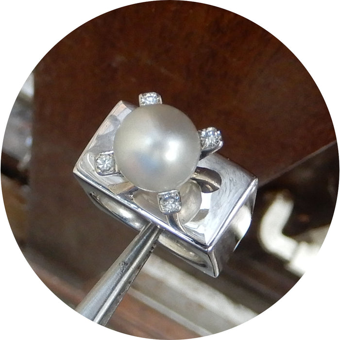 Ring, Parel, Diamant, Design, 18K