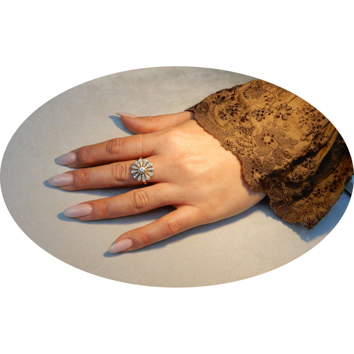 Ring, Rozet, Diamant, Vintage, 14K