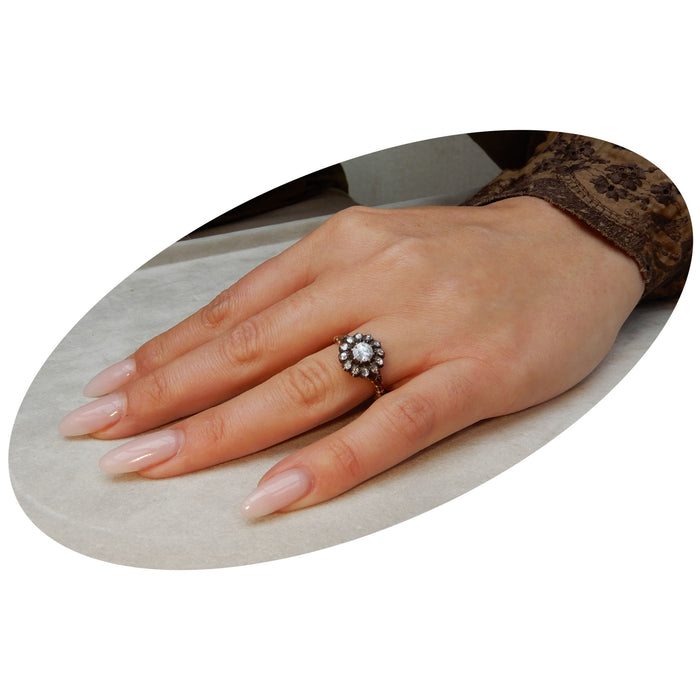 Ring, Rozet,Roosdiamant, 14K Goud