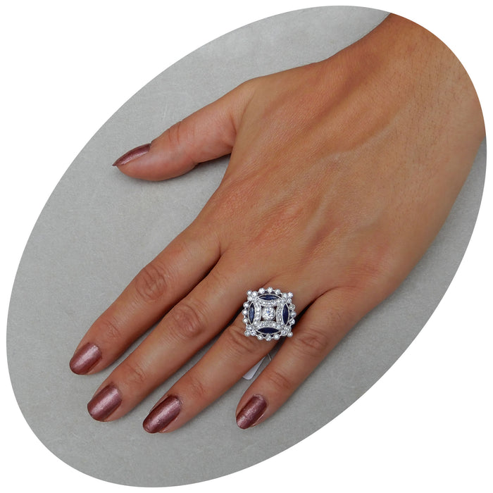 Ring, Saffier, Diamant, Concentrisch, Platina