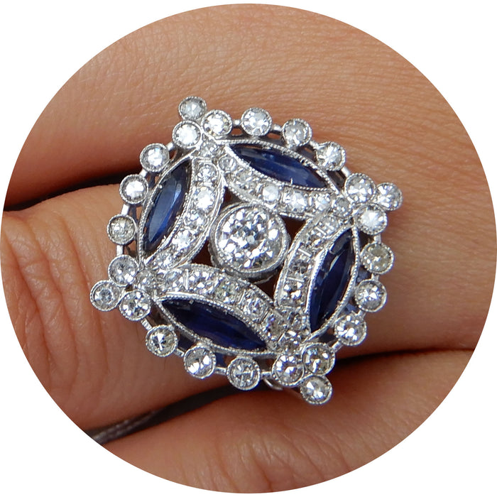 Ring, Saffier, Diamant, Concentrisch, Platina