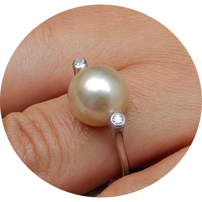 Ring, Zuidzee Parel, 18K Witgoud