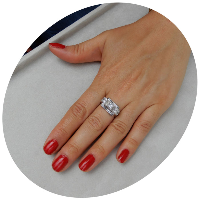 Ring, Diamant, 14K Witgoud, Retro