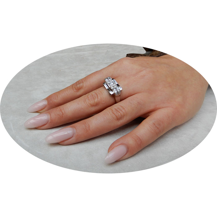 Ring, Diamant, 14K Witgoud, Retro